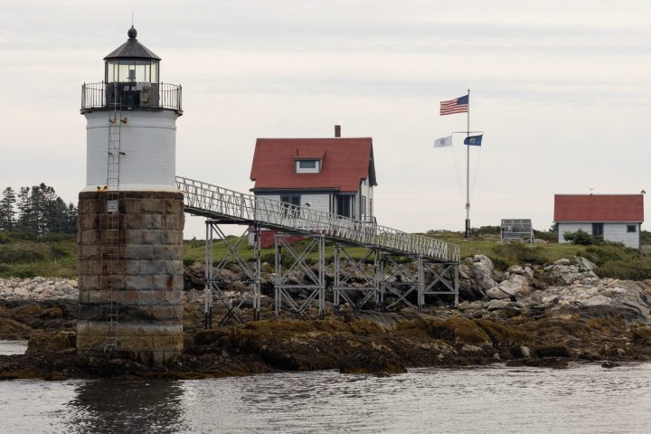 Lighthouse on an island in the bold coast, Maine