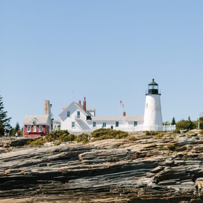 view of the Pemaquid Point lighthouse as seen on a Pemaquid Point & Johns Bay Cruise